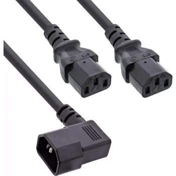 InLine® Power Supply Y-Cable, Cold Appliance, 1x IEC-C14 Angled to 2x IEC-C13, 1.8m