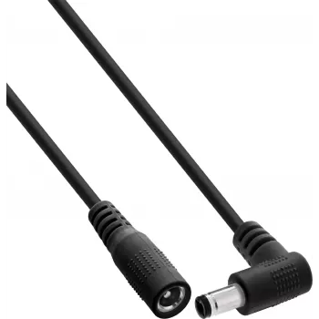InLine® DC Extension Cable, Angled Plug, 5.5 x 2.1 mm, Black, 5 m