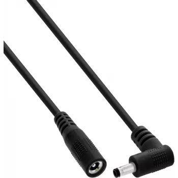 InLine® DC Extension Cable, Angled Plug, 4.0 x 1.7 mm, Black, 3 m