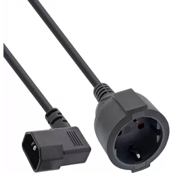 InLine® Power Adapter Cable, IEC C14 with Thread to Schuko Socket, 0.5 m
