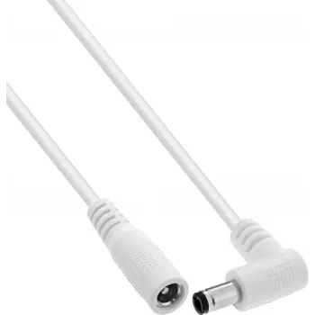 InLine® DC Extension Cable, Angled Plug, 5.5 x 2.1 mm, White, 1 m