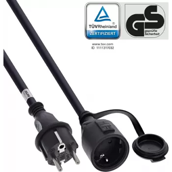 InLine® Schuko Extension, Outdoor IP44, Touch Protection, 5m