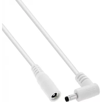 InLine® DC Extension Cable, Angled Plug, 4.0 x 1.7 mm, White, 3 m