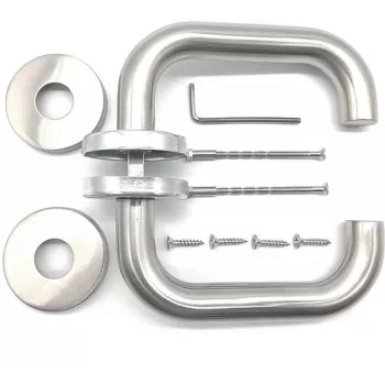 PSG Roma Lever Handle Set in Stainless Steel on Round Rose, Brushed