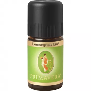 PRIMAVERA Organic Lemongrass Essential Oil 5 ml – 100% Pure, NATRUE Certified, Fresh Lemon Aroma for Aromatherapy