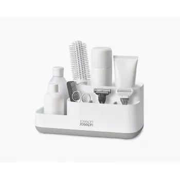 Joseph Joseph EasyStore Bathroom Caddy White/Grey - Compact Multi-Compartment Organiser with Ventilated Drainage