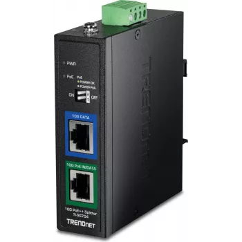 TRENDnet TI-SG704 10G PoE++ Splitter Industrial, 802.3bt Type 4, 12V/24V/48V DC Output, DIN Rail/Wall Mount, IP30 Metal