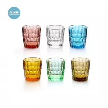 Guzzini Vanity Glass Set with 6 Glass Shot Glasses, Assorted Colours (13140552)
