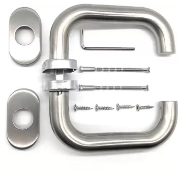 PSG Milano Lever Handle Set Stainless Steel with Oval Keyhole Rose, Satin Brushed, Reversible for Interior Doors, 63.401