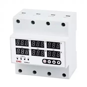 CNC EL240333 Voltage and Current Monitoring Relay, 63A, 3-Phase, DIN Rail Mounting, Adjustable Protection