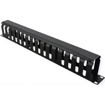 VALUE 26.99.0305 19 inch 1U Front Panel with Cable Duct 40x60 mm, Black RAL 9005