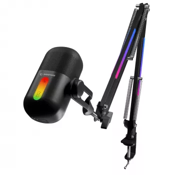 Rampage ARPEJ gaming condenser microphone on boom arm, RGB, black