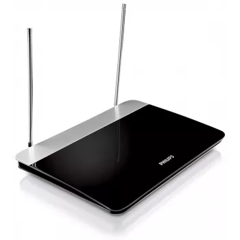 Indoor TV aerial with adjustable gain, 1.8 m coaxial cable, 75 Ohm, 3G/4G filter, DVB-T/T2, RED compliant