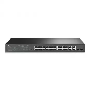 TP-LINK Omada TL-SL2428P V6.6 - switch - L3 - smart - 24 x 10/100 + 2 x combo gigabit SFP - rack-mountable - PoE+ (250 W) opened