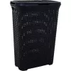 CURVER Style 40L Laundry Box with Hinged Lid, Rattan Effect, Black