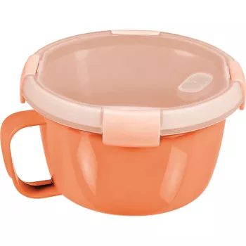 CURVER Smart To Go Mix Noodles Round Food Bowl 0.9L Transparent with Green Accents, BPA-Free, Leak-Proof, Microwave and Dishwasher Safe