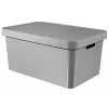 Curver Infinity Recycled 45L Storage Box with Lid, Grey, 56x39x27 cm