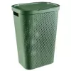 CURVER Infinity Recycled 60L Laundry Box, Green, 44x35x60 cm, Ventilated Recycled Plastic Hamper with Lid and Handles