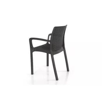 KETER Garden Chair Bali Mono Brown – Stackable Outdoor Armchair with Textilene Fabric, UV- and Water-Resistant, Powder-Coated Steel Frame