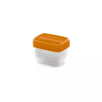 CURVER Vedo Rectangular Storage Container Set 5x0.5L Transparent Orange