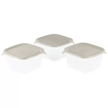 CURVER Fresh&Go Square Storage Set, 3 x 1.2 L, Beige