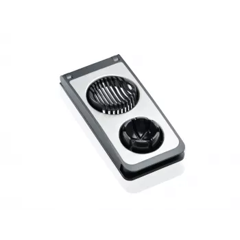 LEIFHEIT Egg Cutter Combi ProLine 2-in-1 Slicer & Wedger, Stainless Steel Wires, Non-slip Base, White/Grey