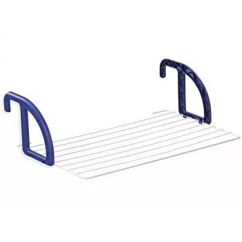 LEIFHEIT Classic 70 Tumble Dryer, 7 Lines, 7 m Drying Length, Foldable Wing Dryer, White/Blue