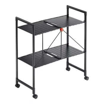 HAILO Quickboard Folding Tier Trolley, 3 Tiers, Black, 4 Swivel Castors, 15 kg Total Load