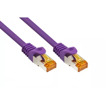 Kabelmeister Cat.7 S/FTP patch cable, RJ45, TPE jacket, halogen-free, purple, 1 m