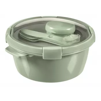 CURVER Food Storage Container Lunch Kit Round 1.6L Smart Eco To Go Ø22x10cm Soft Green