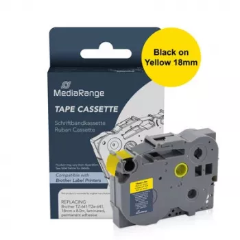 MediaRange Compatible Brother TZe-FX641 Flexible ID Label Tape Cassette 18mm Yellow (8m)