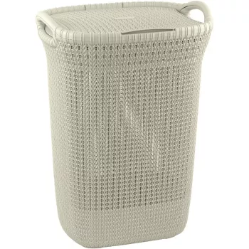 Curver Knit 57L Laundry Basket with Lid, White