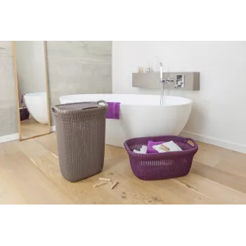 Curver Knit 57L Laundry Basket with Lid, White