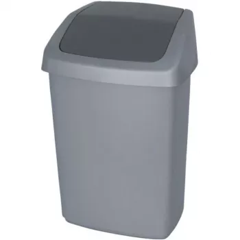 CURVER Swing-Top Waste Bin 10L Dark Grey/Silver