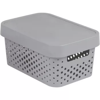 Curver Infinity Storage Box Made of Recycled Material with Lid, 4.5L, Grey
