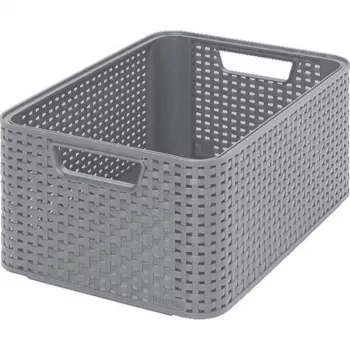 CURVER Style Storage Box M 38.6x28.7x17 cm Light Grey Rattan Look 17L