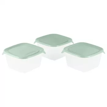 Curver Fresh&Go Square Food Storage Boxes Set 3-Piece 3x1.2L Green