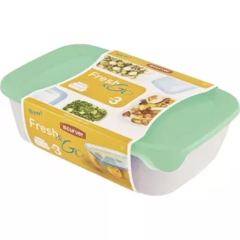 CURVER Fresh & Go Rectangular Storage Set 3-Piece (2L + 1L + 0.5L) Green