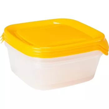 CURVER Fresh & Go Pet Food Bowl Set with 3 Pieces, 0.8L Each, Yellow, Airtight Lids