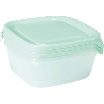 CURVER Fresh & Go Storage Bowl Set with 3 Pieces, 0.8 L Each, Green, Airtight, Microwave- and Dishwasher-Safe