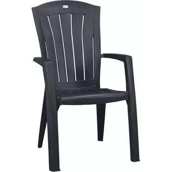 KETER Santorini Stackable Aluminium Garden Chair Grey Textilene UV-Resistant Weatherproof 110 kg