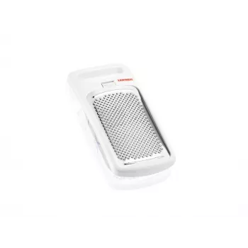 LEIFHEIT Nutmeg Grater, ComfortLine, Stainless Steel Grating Surface, White/Grey, Integrated Storage Container, Dishwasher-Safe