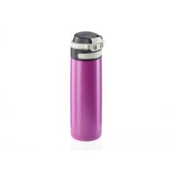 LEIFHEIT Thermos Flip 600 ml Purple Vacuum-Insulated Stainless Steel Bottle