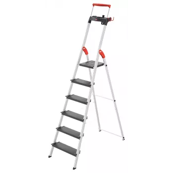 Hailo L100 TopLine 8050-607 Aluminium Household Ladder, 6 Steps, with Multi-Function Tray
