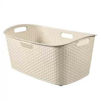 CURVER My Style Laundry Basket 47L Cream Rattan Look Rectangular with Handles