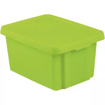 CURVER Essentials 16L Storage Box with Lid, Green, 30 x 39 x 21 cm