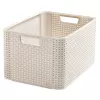 CURVER Box Style L 43.6 x 32.6 x 23 cm Cream – Collapsible Fabric Storage Box with Lid and Handles, 32.7 L