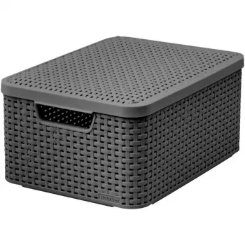 Curver Style M Storage Box with Lid, 21.5L, Dark Grey, 39.3x29.3x18.7cm