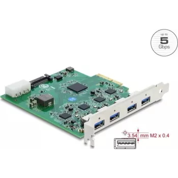 Delock PCI Express x4 Card to 4 x USB 5 Gbps USB Type-A Quad-Channel