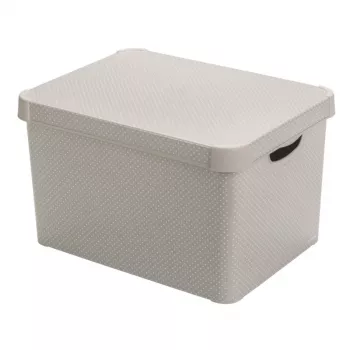 Curver Deco Stockholm L Storage Box with Lid 39.5x29.5x23.5 cm Dots Black/White